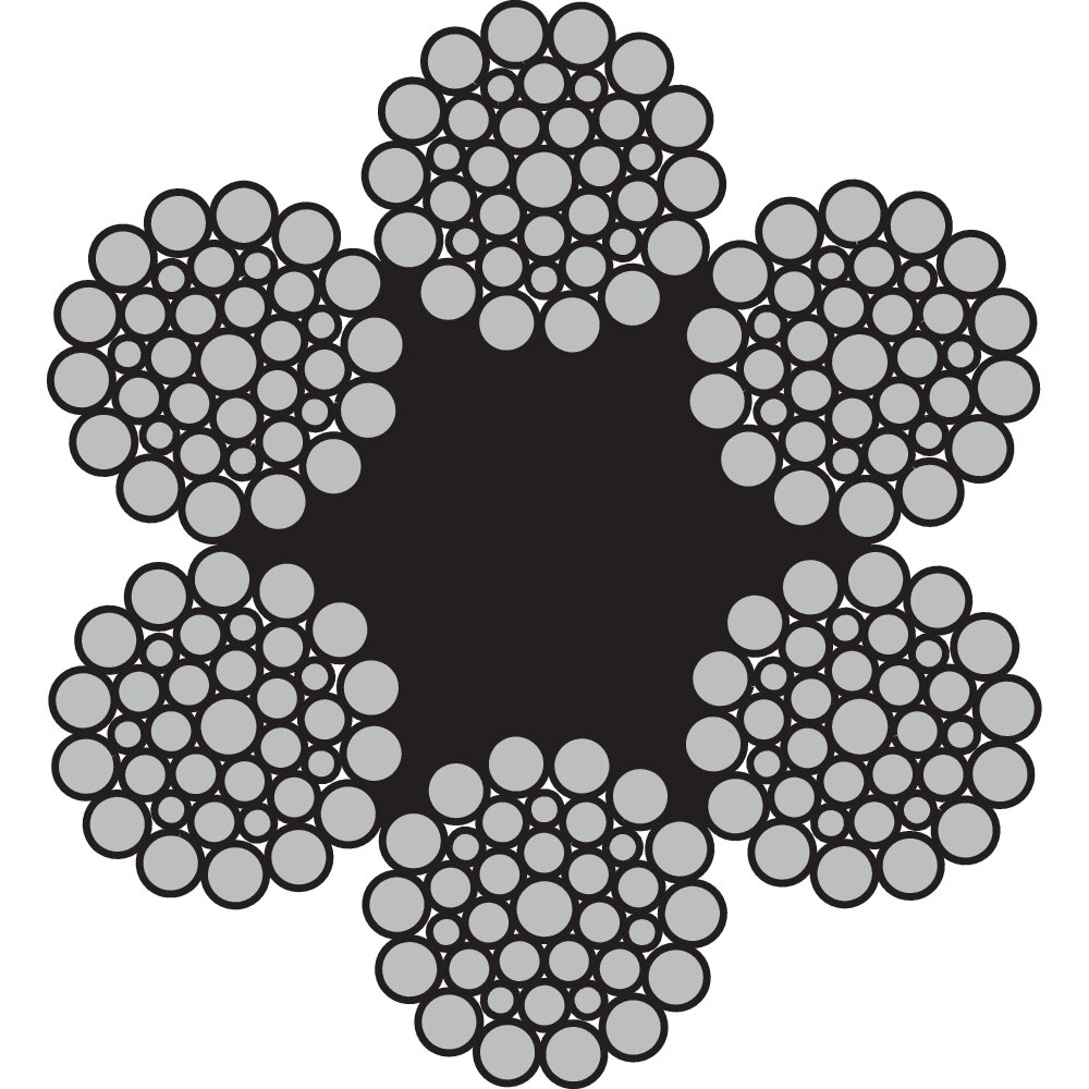 Steel wire rope 6x36WSFC, high carbon steel. Mennens Belgium